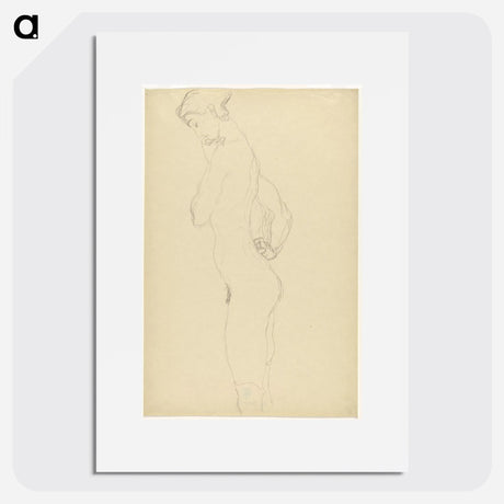 Reclining Nude with Outstretched Left Arm - グスタフ クリムト Poster.