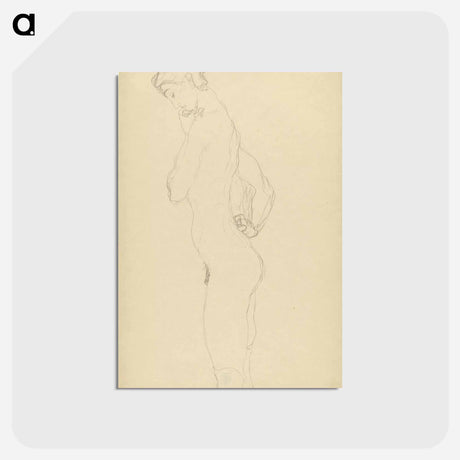 アートポストカード-Standing female nude in profile to the left - グスタフ クリムト Postcard.