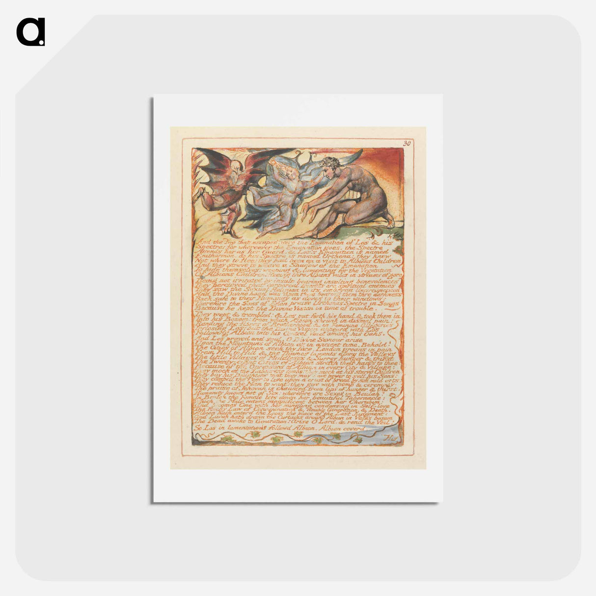 アートポストカード-Jerusalem, Plate 30, "And the Two that escaped...." - ウィリアム ブレイク Postcard.