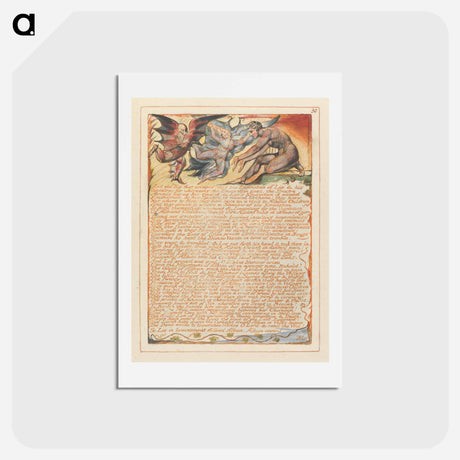 アートポストカード-Jerusalem, Plate 30, "And the Two that escaped...." - ウィリアム ブレイク Postcard.