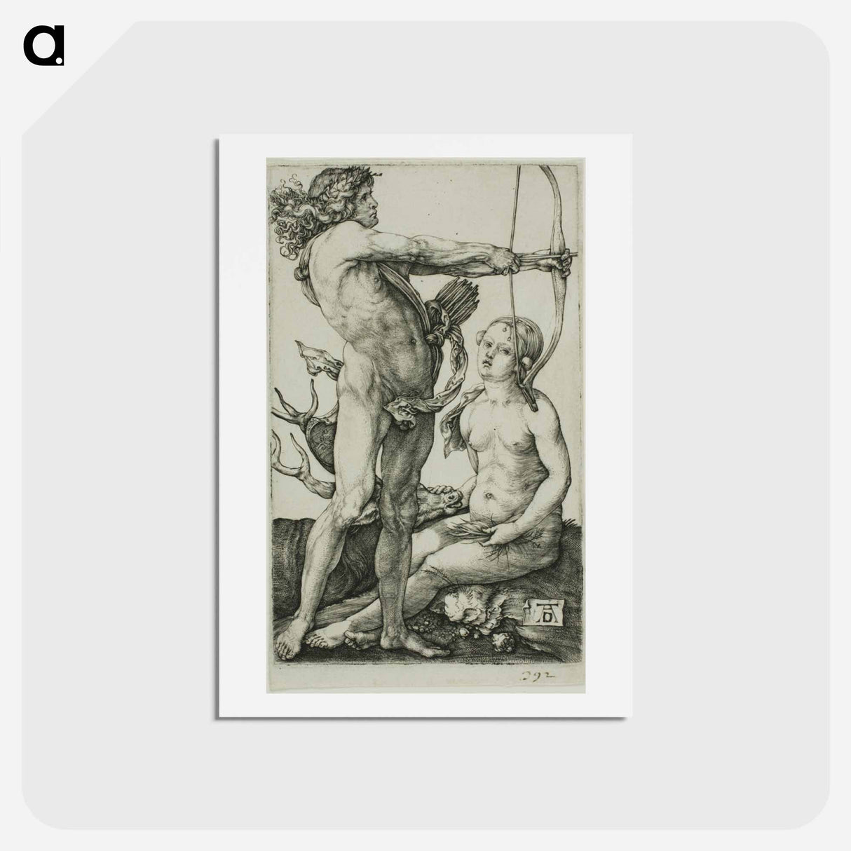 アートポストカード-Apollo and Diana - アルブレヒト デューラー Postcard.
