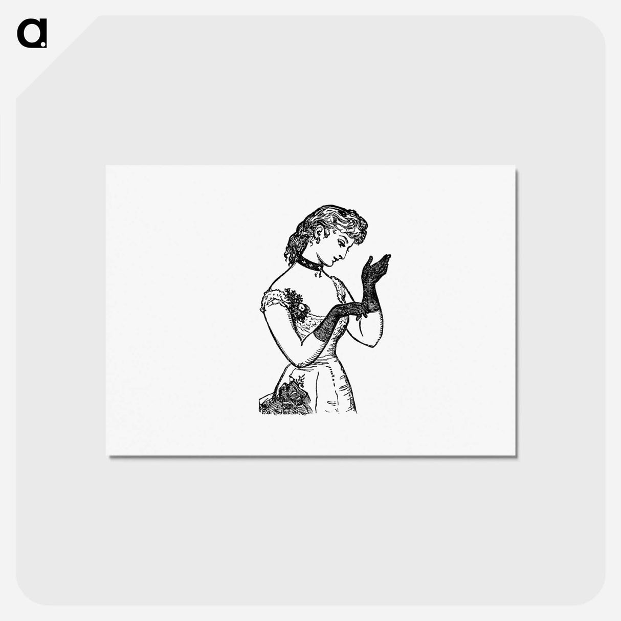 アートポストカード-Vintage Lady with Gloves
 - 大英図書館 Postcard.