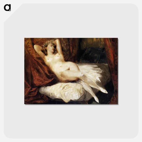 アートポストカード-Female Nude Reclining on a Divan - ウジェーヌ ドラクロワ Postcard.