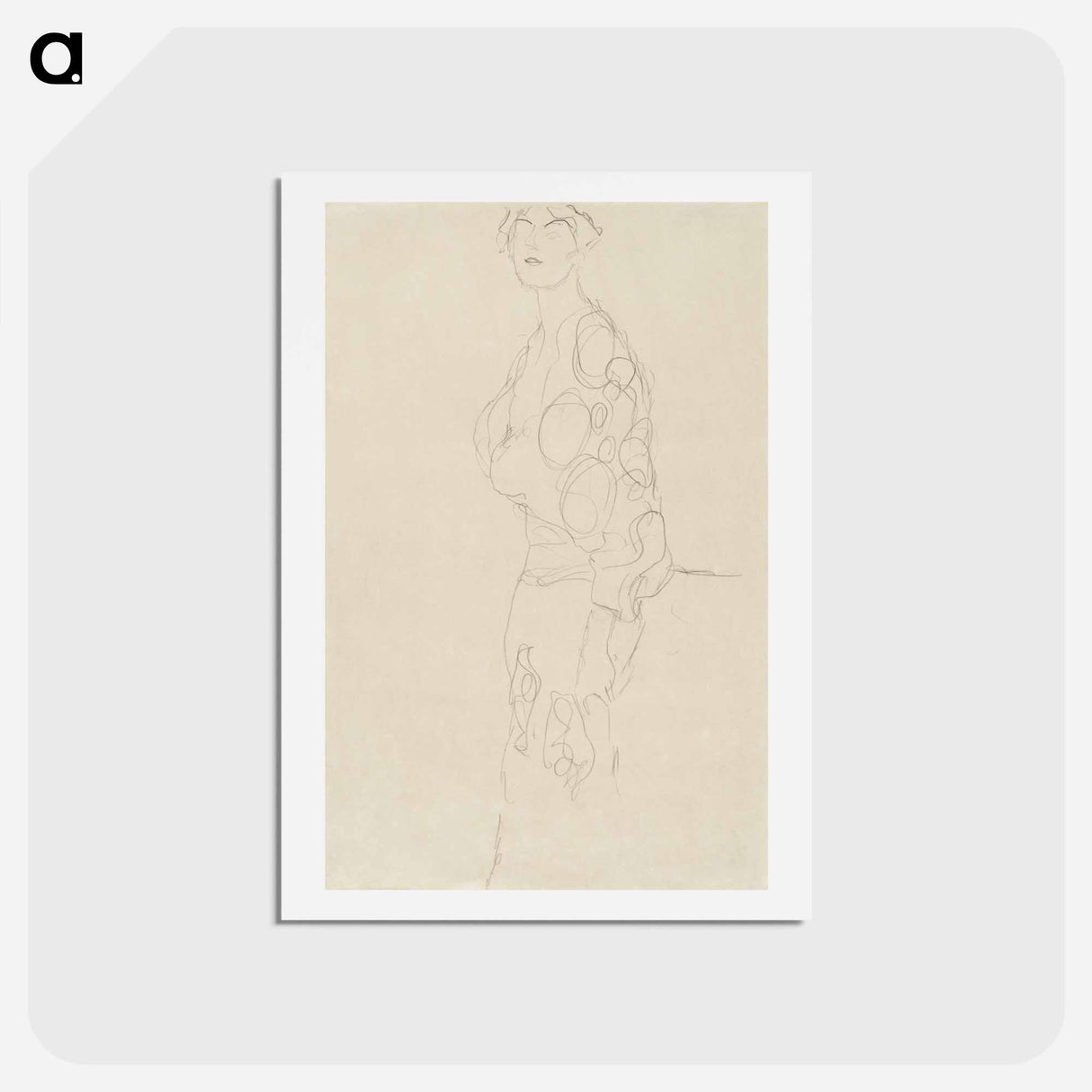 アートポストカード-Standing Woman - グスタフ クリムト Postcard.