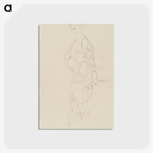 模様の衣装をまとう立つ女性 - グスタフ クリムト Postcard.