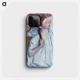 Girl Arranging Her Hair - メアリー カサット Phone Case.