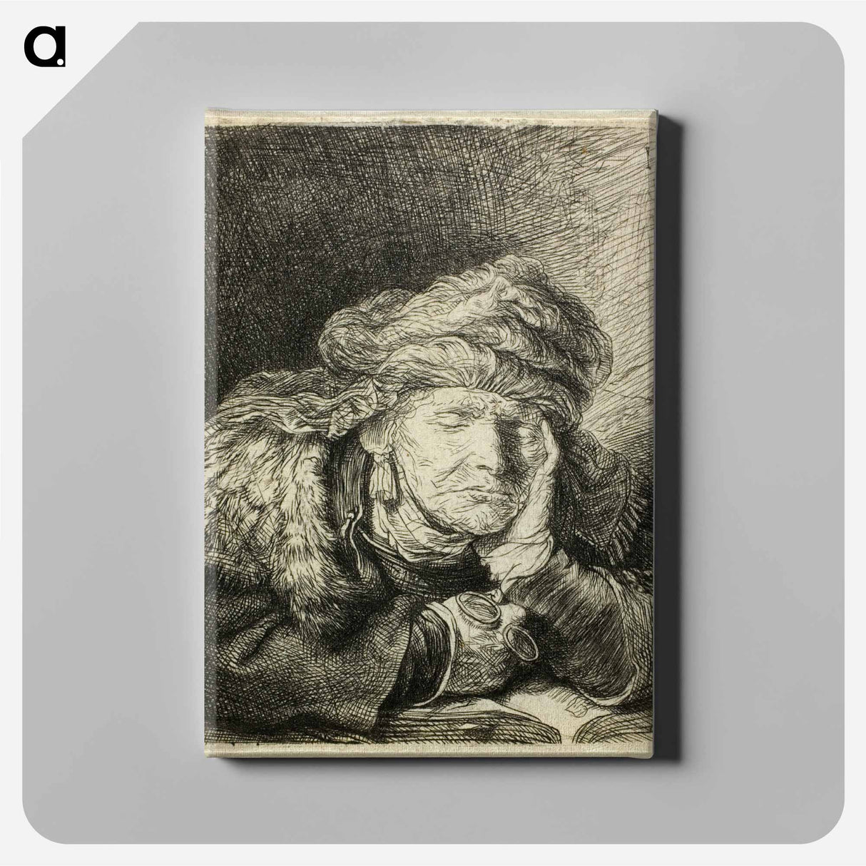 Old Woman Sleeping - Rembrandt van Rijn Canvas.