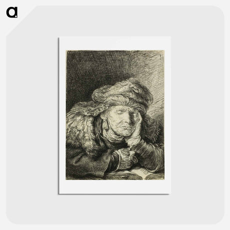 アートポストカード-Old Woman Sleeping - レンブラント ファン レイン Postcard.