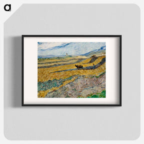 アートポスター-Enclosed Field with Ploughman - フィンセント ファン ゴッホ Poster.