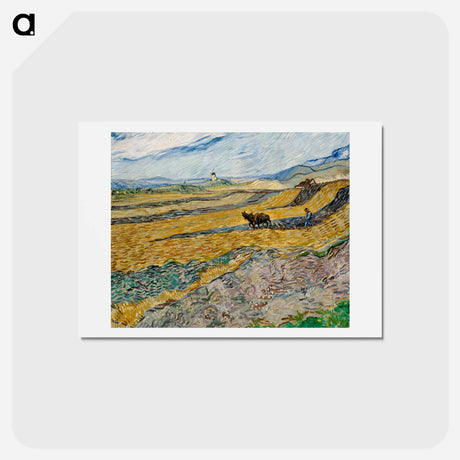 アートポストカード-Enclosed Field with Ploughman - フィンセント ファン ゴッホ Postcard.