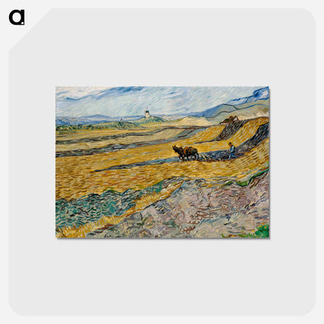 アートポストカード-Enclosed Field with Ploughman - フィンセント ファン ゴッホ Postcard.