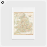 アートポストカード-A new map of England - アンティーク地図 Postcard.