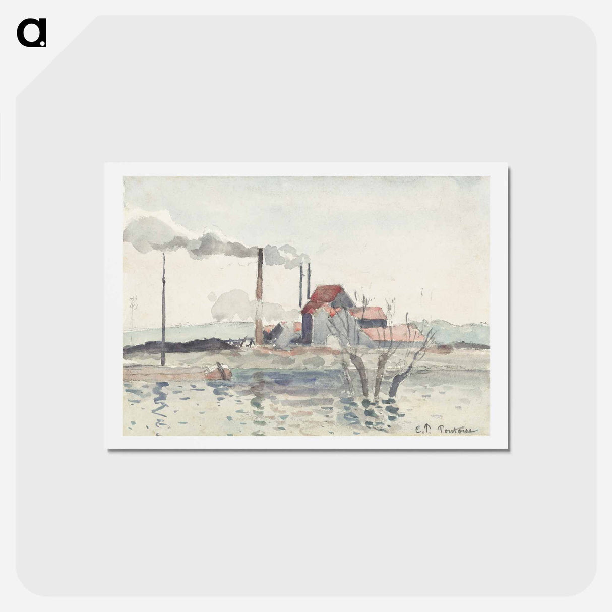アートポストカード-Factory on the Oise at Pontoise - カミーユ ピサロ Postcard.