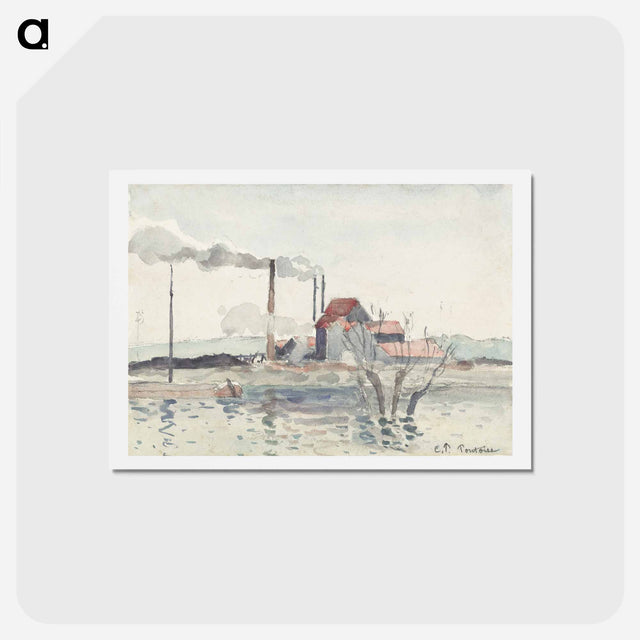 アートポストカード-Factory on the Oise at Pontoise - カミーユ ピサロ Postcard.