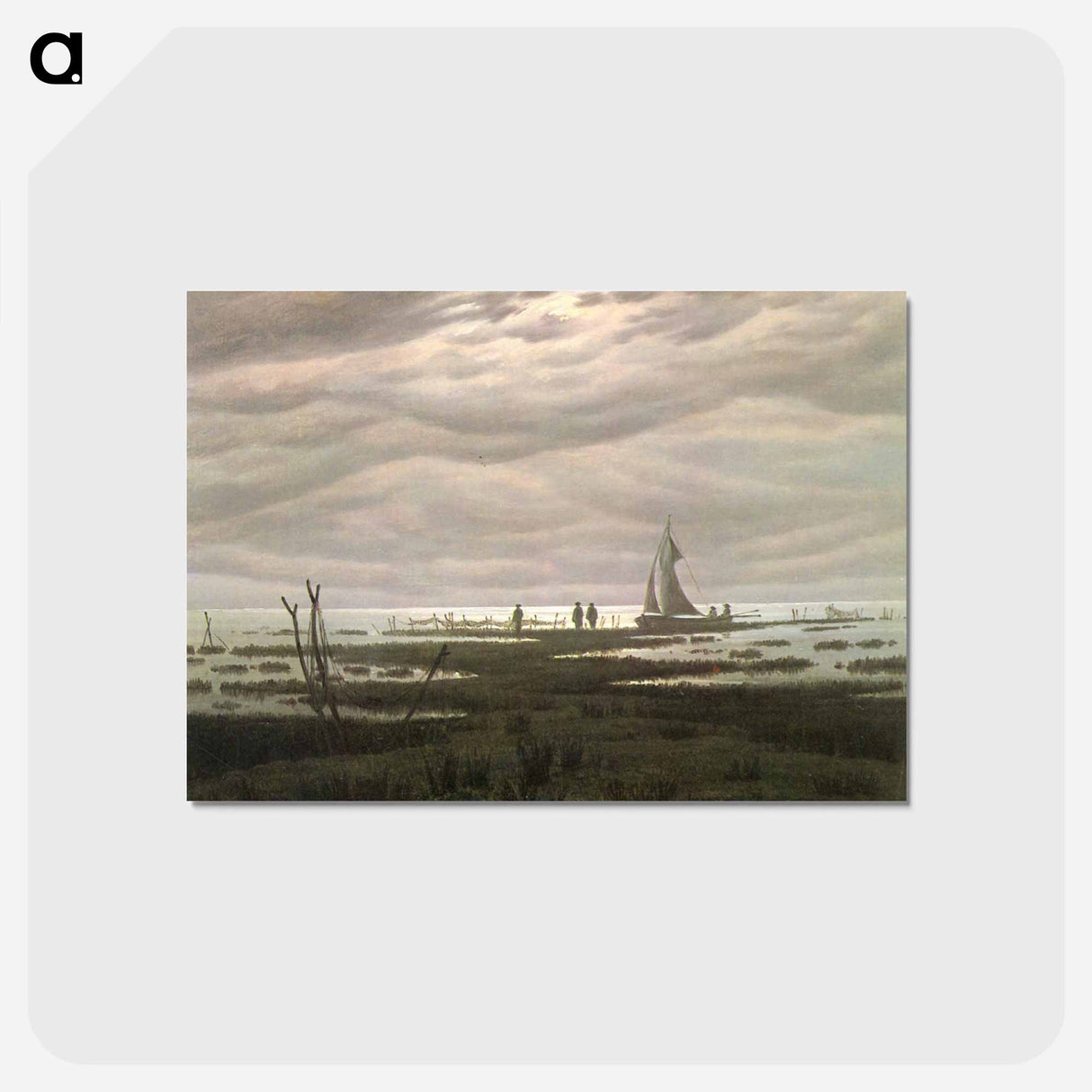 アートポストカード-Flat country shank at Bay of Greifswald - カスパー ダーヴィト フリードリヒ Postcard.