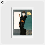 アートポストカード-Man with walking stick and woman - エドワード ペンフィールド Postcard.