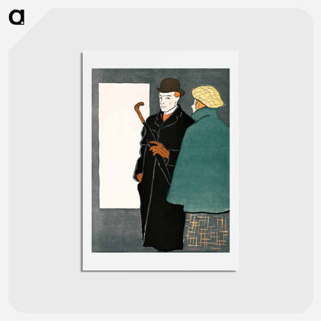 アートポストカード-Man with walking stick and woman - エドワード ペンフィールド Postcard.