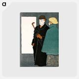 アートポストカード-Man with walking stick and woman - エドワード ペンフィールド Postcard.