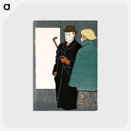 アートポストカード-Man with walking stick and woman - エドワード ペンフィールド Postcard.