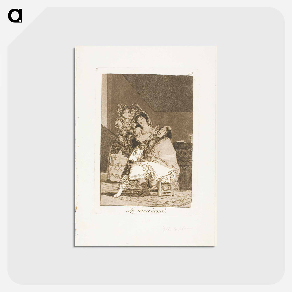 アートポストカード-She Fleeces him - フランシスコ デ ゴヤ Postcard.