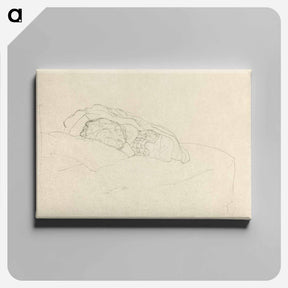 アートパネル-Curled up Girl on Bed - グスタフ クリムト Canvas.