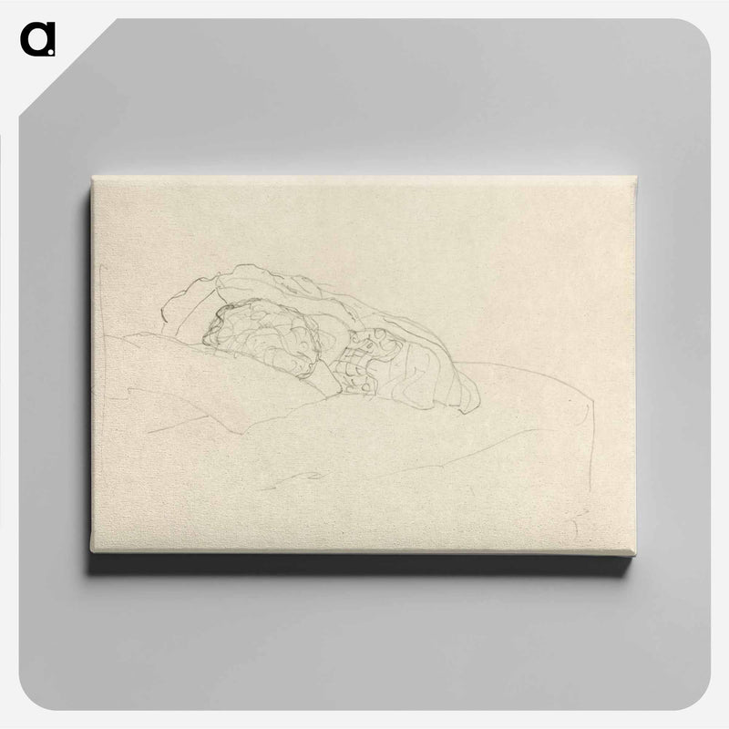 Curled up Girl on Bed - グスタフ クリムト Canvas.
