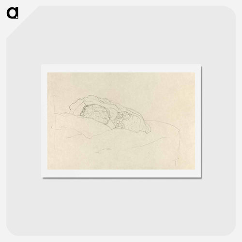 Curled up Girl on Bed - グスタフ クリムト Postcard.