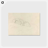 アートポストカード-Curled up Girl on Bed - グスタフ クリムト Postcard.