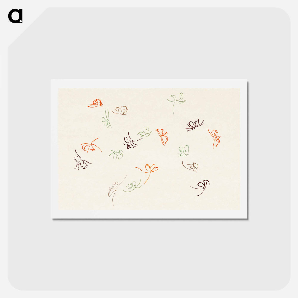 アートポストカード-One Thousand Butterflies - 神坂 雪佳 Postcard.
