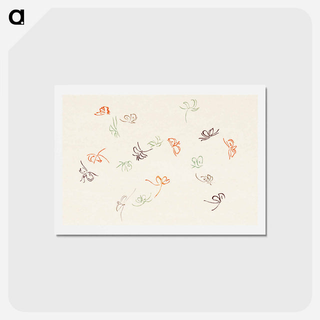 アートポストカード-One Thousand Butterflies - 神坂 雪佳 Postcard.