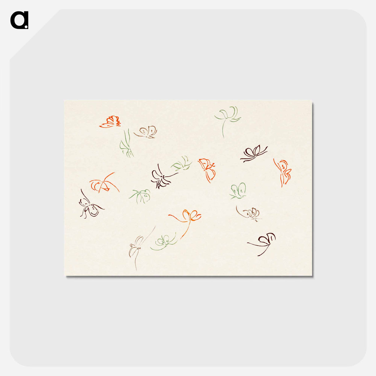 アートポストカード-One Thousand Butterflies - 神坂 雪佳 Postcard.