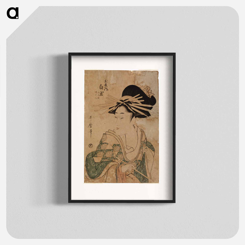 Geisha piippu kädessä; tamayan teetalon geisha shiratama - 喜多川 歌麿 Poster.