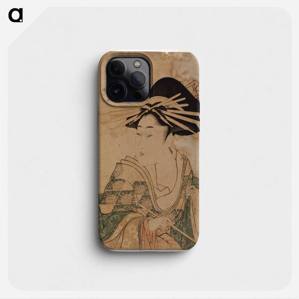 Geisha piippu kädessä; tamayan teetalon geisha shiratama - 喜多川 歌麿 Phone Case.