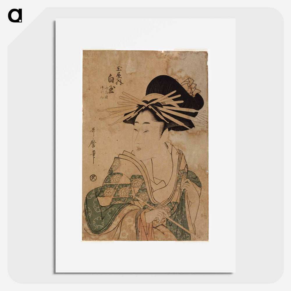 Geisha piippu kädessä; tamayan teetalon geisha shiratama - 喜多川 歌麿 Poster.