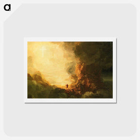 アートポストカード-Study for The Pilgrim of the Cross at the End of His Journey - トーマス コール Postcard.