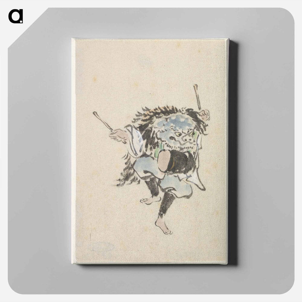 Danser met leeuwenmasker en trom - 歌川 国芳 Canvas.