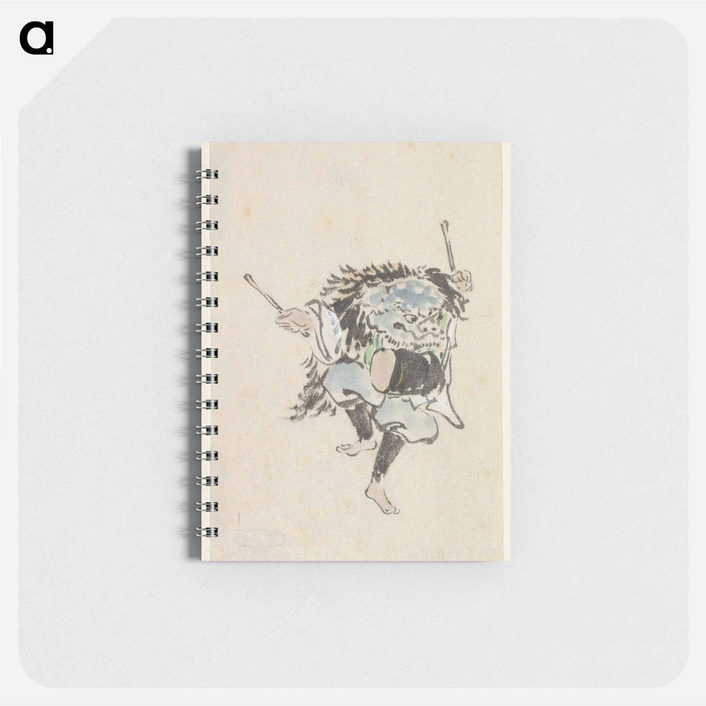 Danser met leeuwenmasker en trom - 歌川 国芳 Memo.