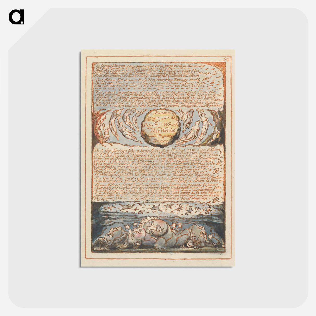 アートポストカード-Jerusalem, Plate 54, "In Great Eternity" - ウィリアム ブレイク Postcard.