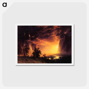 アートポストカード-Sunset in the Yosemite Valley - アルバート ビアスタット Postcard.