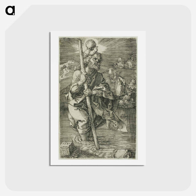 アートポストカード-St. Christopher Facing to the Right - アルブレヒト デューラー Postcard.