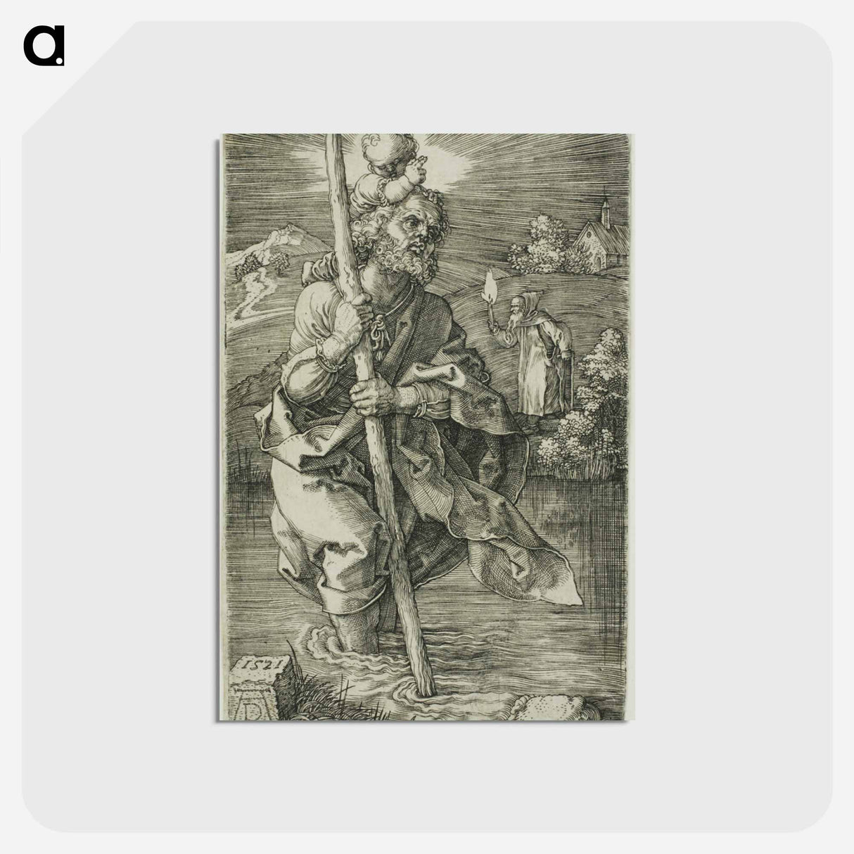 アートポストカード-St. Christopher Facing to the Right - アルブレヒト デューラー Postcard.