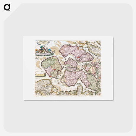 アートポストカード-Kaart van Zeeland - アンティーク地図 Postcard.