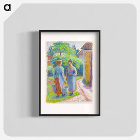 アートポスター-Two Women in a Garden - カミーユ ピサロ Poster.