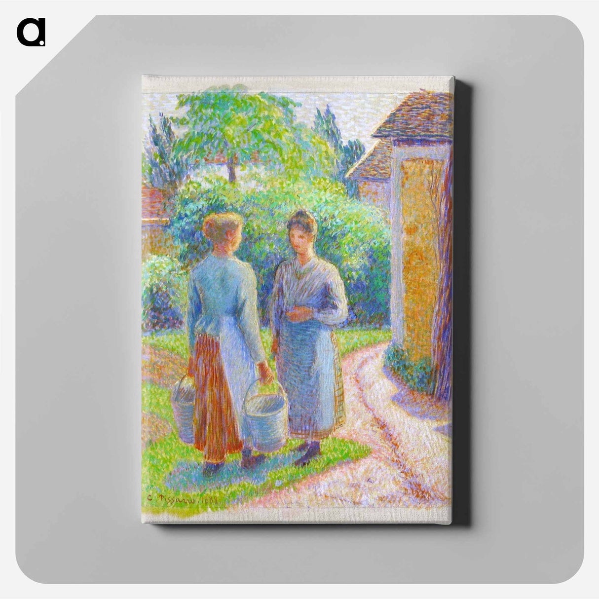 Two Women in a Garden - カミーユ ピサロ Canvas.