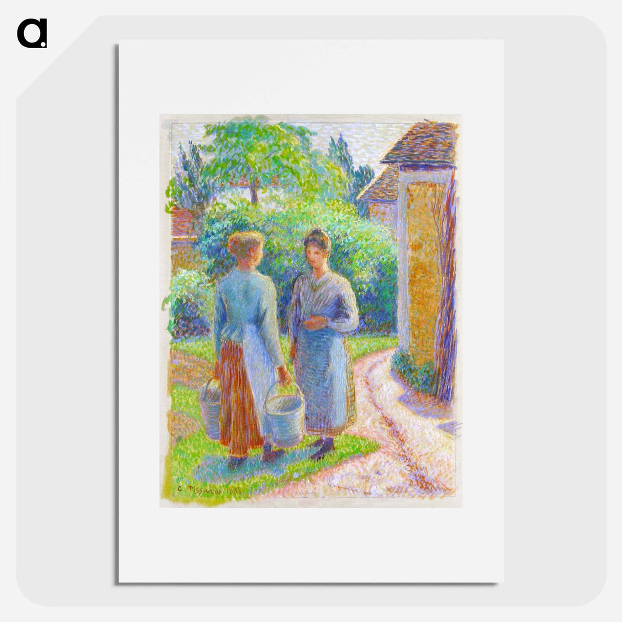 アートポスター-Two Women in a Garden - カミーユ ピサロ Poster.