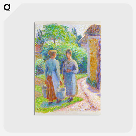 アートポストカード-Two Women in a Garden - カミーユ ピサロ Postcard.
