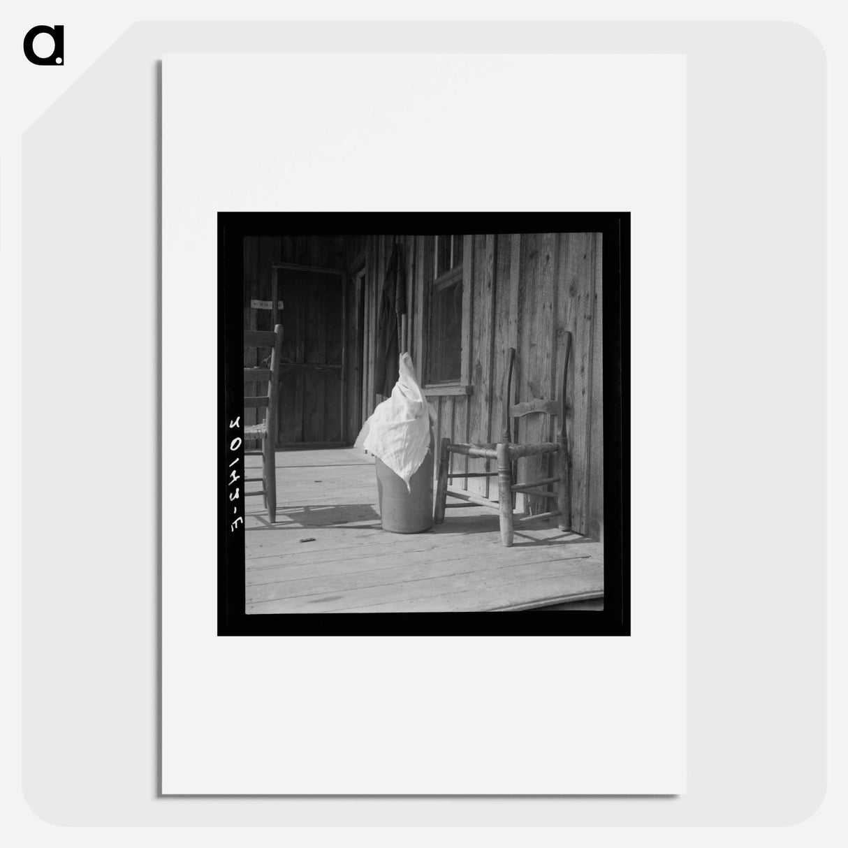 Pottery butter churn on porch of tenant family - Dorothea Lange Poster.