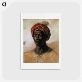 アートポストカード-Portrait of a Turk in a Turban - ウジェーヌ ドラクロワ Postcard.