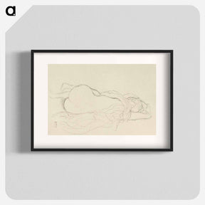 アートポスター-Reclining Nude with Drapery, Back View - グスタフ クリムト Poster.