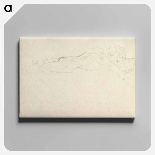 Reclining Nude with Drapery, Back View - グスタフ クリムト Canvas.